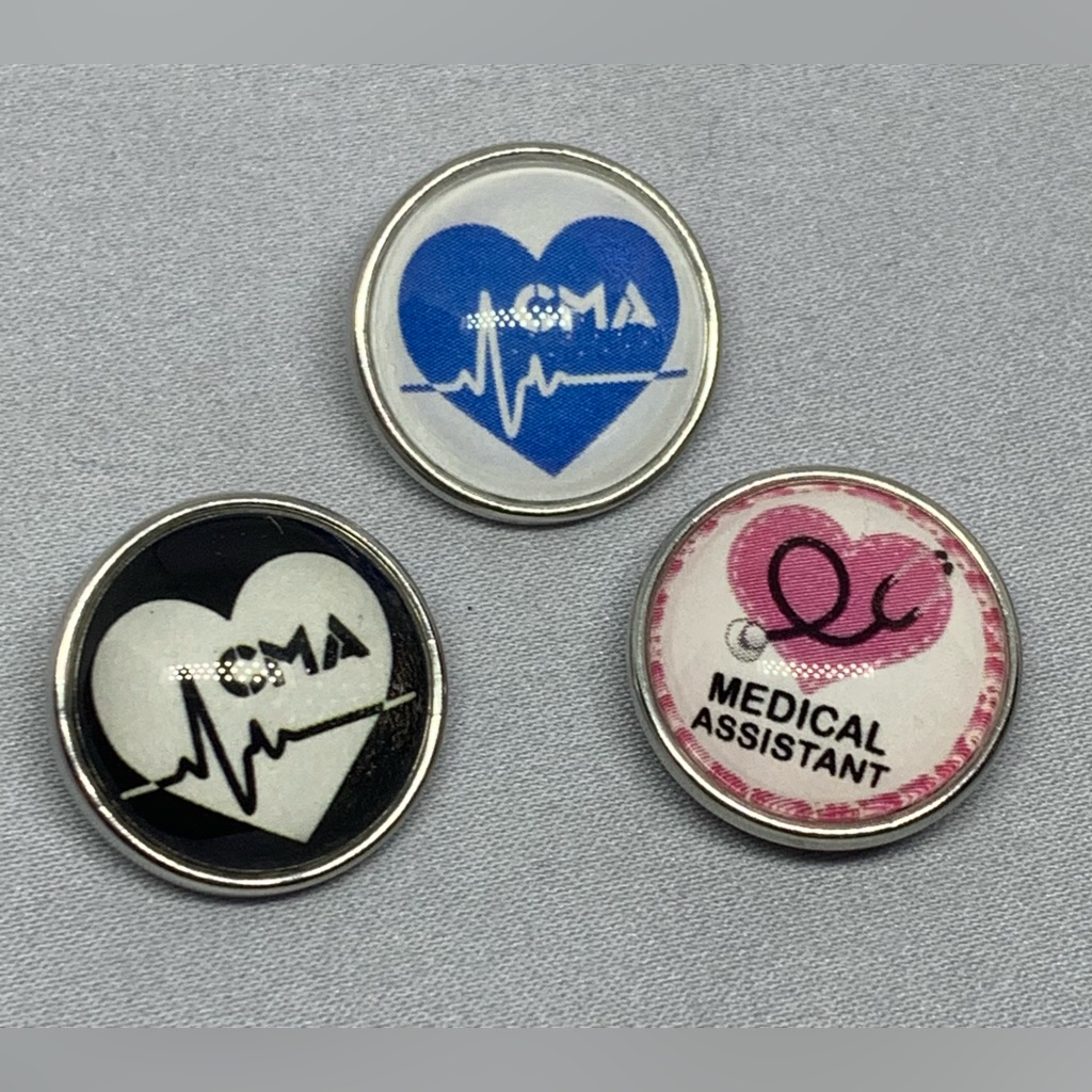 Sale - Cma - Certified Medical Assistant Snap Button Charm Set Of 3